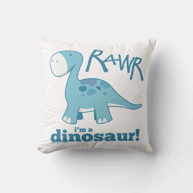 RAWR I'm a Dinosaur Throw Pillow (Front)