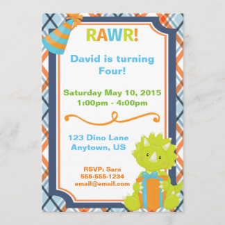 RAWR ! Invitation d'anniversaire Dino Party