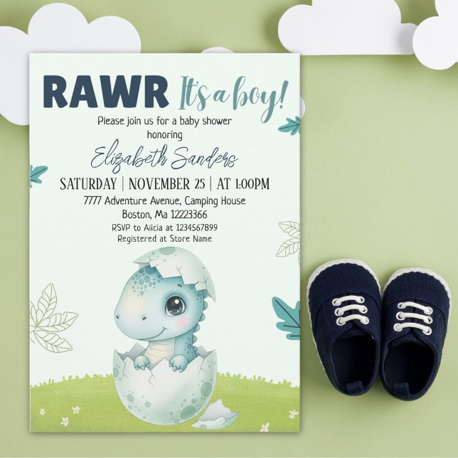 Rawr It’s a Boy Dinosaur Baby Shower Invitation (Créateur téléchargé)