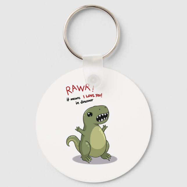 Rawr Means I love you in dinosaur Keychain (Front)