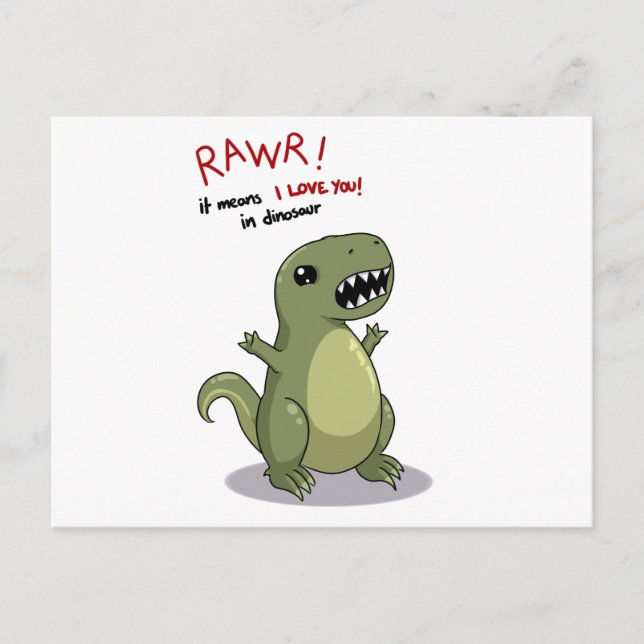 Rawr Means I love you in Dinosaur Postcard (Front)