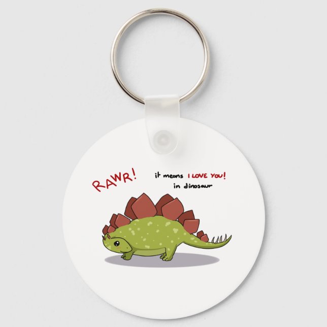 Rawr Means I love you in dinosaur Stegosaurus Keychain (Front)