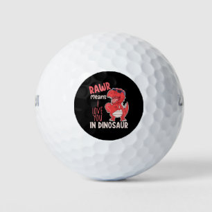 Rawr Means I Love You In Dinosaur Valentine's Day Golf Balls