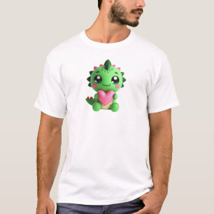 Rawr Means Love – Plushie Dino Holding Heart T-Shirt