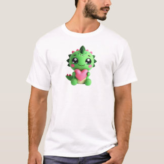 Rawr Means Love – Plushie Dino Holding Heart T-Shirt