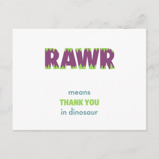RAWR Means Thank You in Dinosaur Postcard