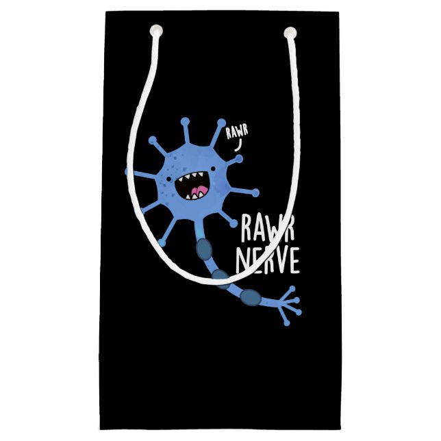 Rawr Nerve Funny Neuron Nerve Pun Dark BG Small Gift Bag (Front)