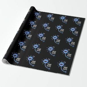 Rawr Nerve Funny Neuron Nerve Pun Dark BG Wrapping Paper