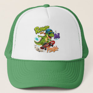 Rawr Roll Freestyle Skateboarding T-Rex Dinosaur Trucker Hat
