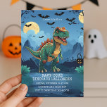 RAWR-some Dinosaur Halloween Kids Party Holiday Card<br><div class="desc">Get ready for a roar-some celebration with this Halloween dinosaur party invitation! Perfect for little boys and dino lovers,  this invite features a cheerful T-Rex under a spooky moonlit sky with flying bats and jack-o’-lanterns. Ideal for Halloween birthdays,  costume parties,  or classroom events. Fully customizable with your party details.</div>