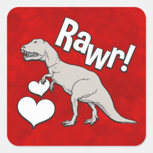 Rawr Tyrannosaurus T Rex Valentine's Day Kids Boys Square Sticker