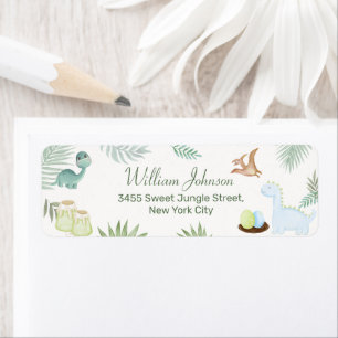 Rawr Volcano Dinosaur Baby Shower Return Address