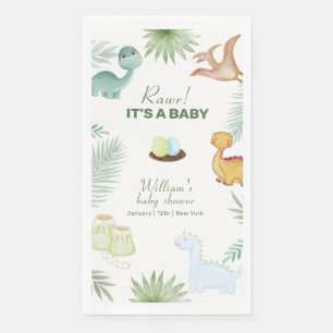 Rawr Volcano Tropical Dinosaur Baby Shower Napkin