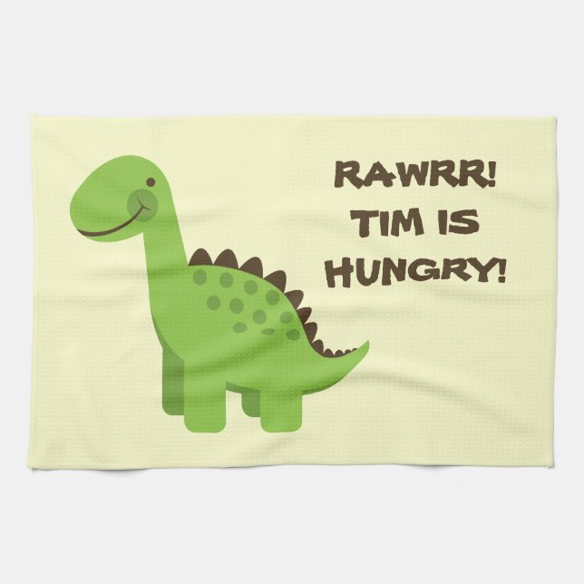 Rawrr! Hungry Dinosaur! Kitchen Towel (Horizontal)