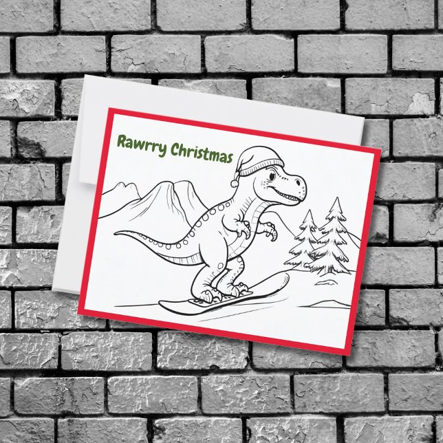Rawrry christmas T-rex riding snowboard Postcard (Creator Uploaded)