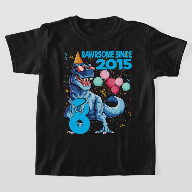 Rawrsome Since 2015 8th Birthday Dinosaur T Rex Gi T-Shirt (Laydown)