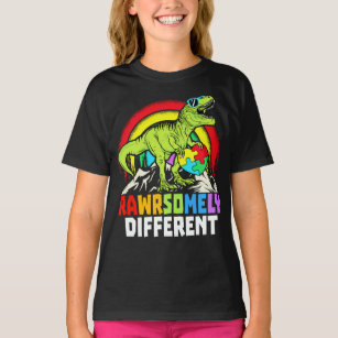 Rawrsomely Different Dinosaur Autism Awareness T-Shirt