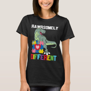 Rawrsomely Different Dinosaur National Autism Awar T-Shirt