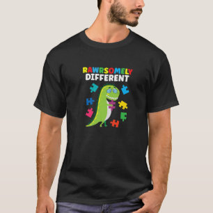 Rawrsomely Different Dinosaur T Rex Puzzle Autism T-Shirt