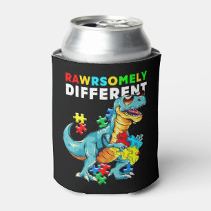 Rawrsomely Different shirt Dinosaur Dino Autism Aw Can Cooler