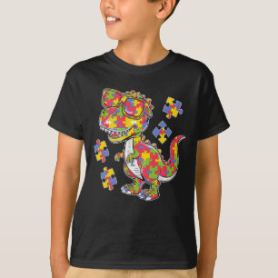 Rawrsomelys Cute T Rex Autism Puzzles Kids Dad Mom T-Shirt