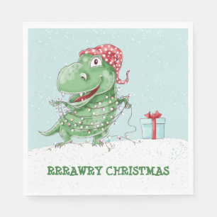 Rawry Christmas Dinosaur Napkin