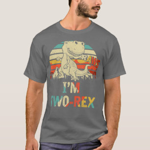 Raws Im Two-rex 2nd Birthday Boy Kid Dinosaur T-Shirt