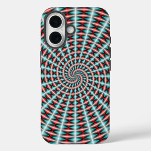 Ray and Spiral Weave in Blue and Red iPhone 16 Case