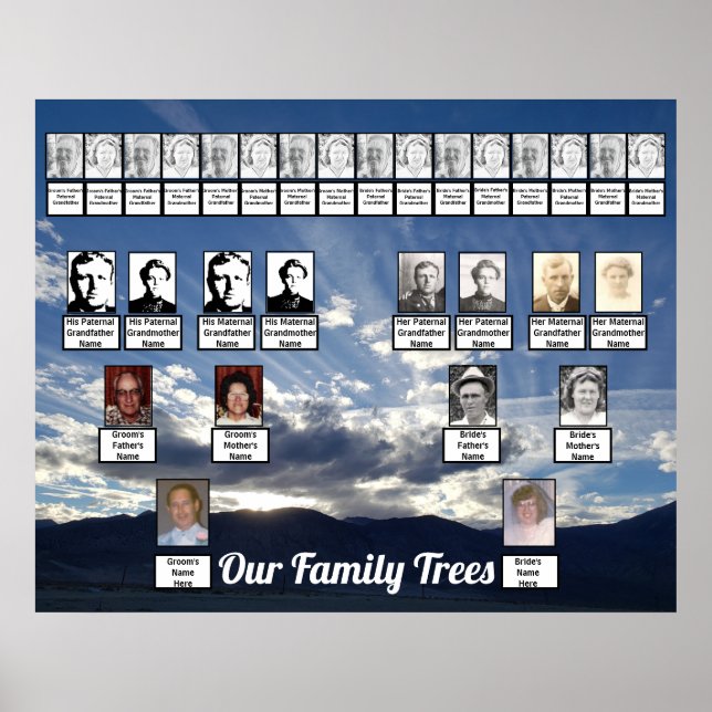 Ray-Like Clouds Photo Two Family Trees Poster (Front)