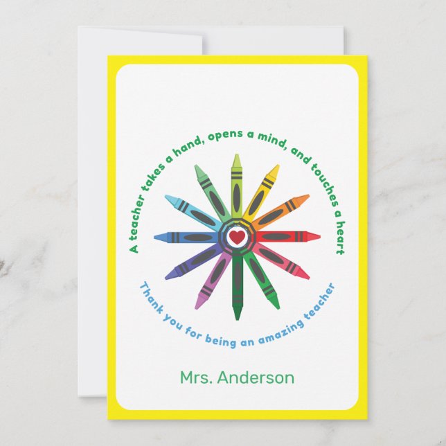 Ray of Crayons / Teacher Appreciation Thank You Card (Front)
