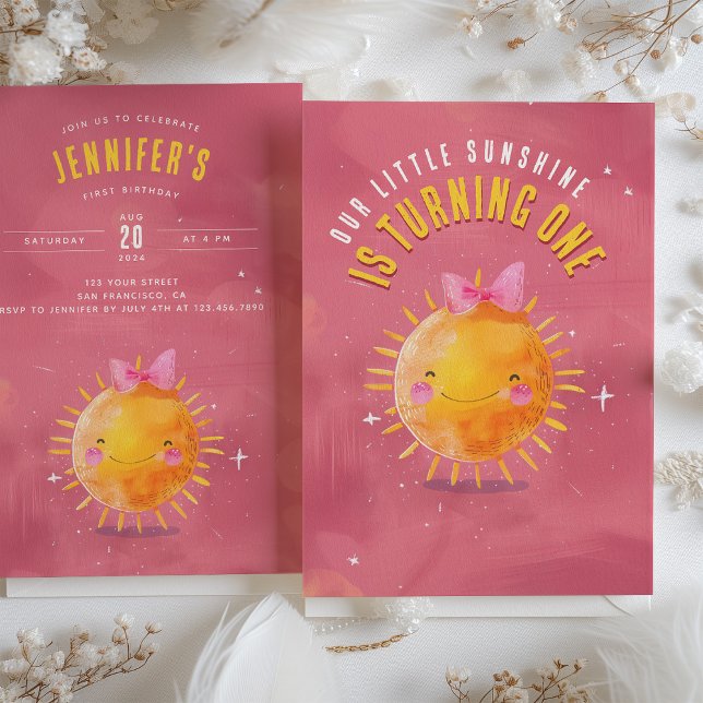 Ray of Joy - Sunshine First Birthday Party Invitation (Creator Uploaded)