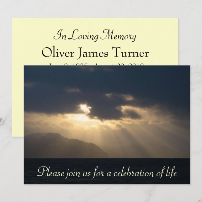 Ray of Light Memorial Service Announcement (Front/Back)