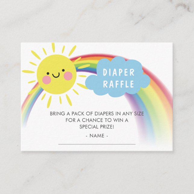 Ray of Sunshine Baby Shower Diaper Raffle Ticket Enclosure Card (Front)