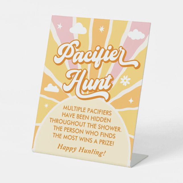 Ray of Sunshine Baby Shower Pacifier Hunt Game Pedestal Sign