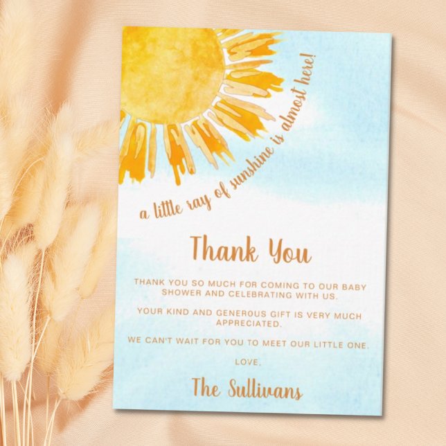 Ray of Sunshine Baby Shower Thank You Card (Creator Uploaded)