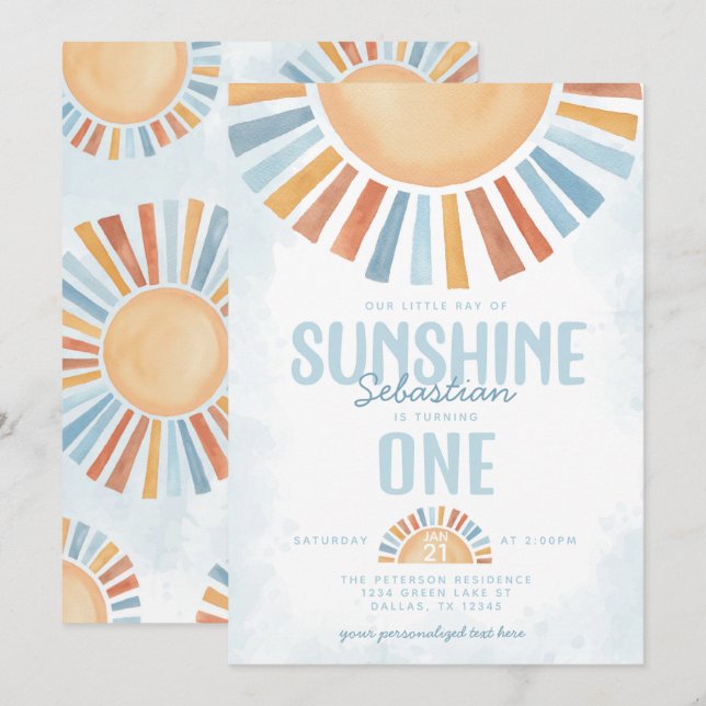 Ray of Sunshine Birthday Party Invitation (Front/Back)