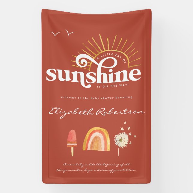 Ray of Sunshine | Boho Baby Shower  Banner (Vertical)