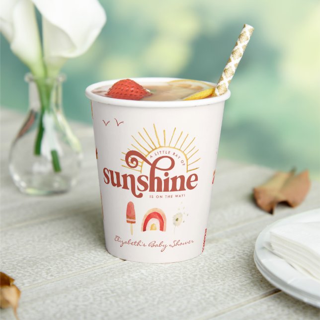 Ray of Sunshine | Boho Baby Shower   Paper Cups (Insitu)