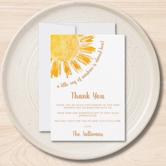 Ray of Sunshine Boho Baby Shower Thank You Card (Creator Uploaded)