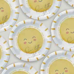 Ray of Sunshine Clouds Boy Blue Baby Shower  Paper Plate