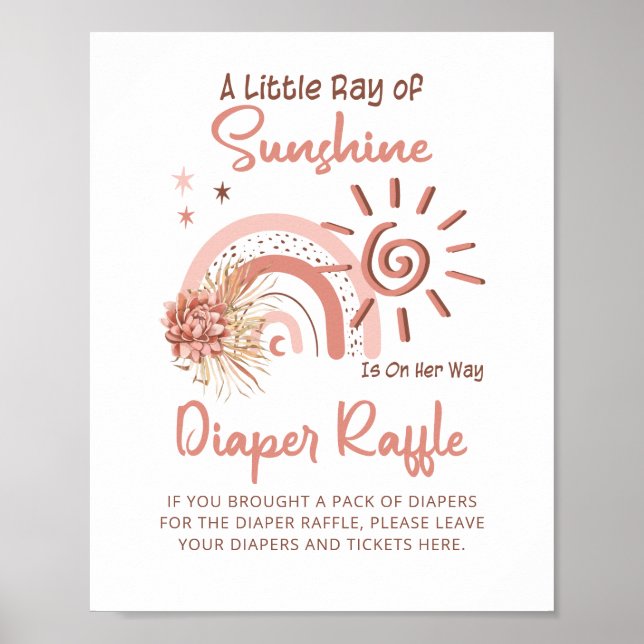 Ray of Sunshine Girl Baby Shower Diaper Raffle Poster (Front)