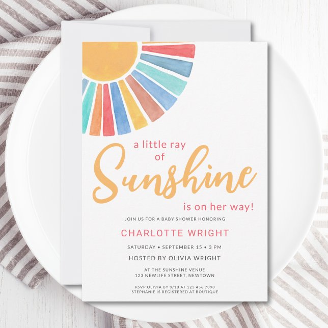 Ray Of Sunshine Girl's Baby Shower  Invitation (Creator Uploaded)