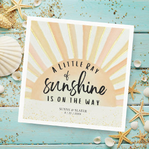 Ray Of Sunshine Retro Summer Beach Baby Shower Napkin