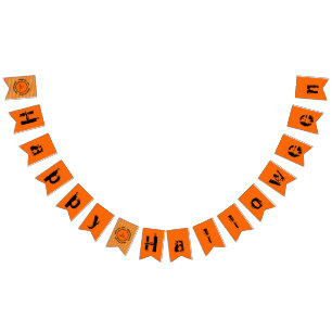 Rayas Naranja Dorado Tipografía Negro Halloween  Bunting Flags