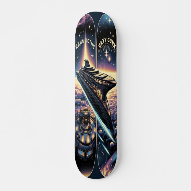  "Raygun Gothic Space Cruise Ship Deck" Skateboard (Front)