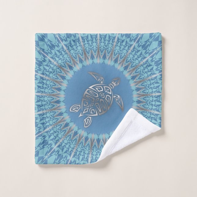 "Rayon de tortue d'argent" | Mandala tropical (Gant de toilette)