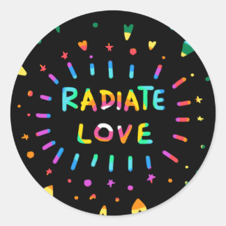 Rayonner Amour Peinture colorée sur Sticker noir