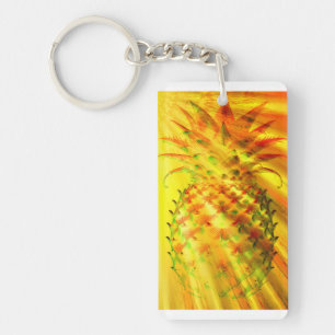 Rayons dorés traversant un gros ananas