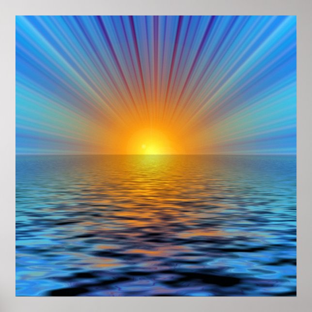rays-687316 DIGITAL SUNRISE  OCEAN RIPPLES BACKGRO Poster (Front)