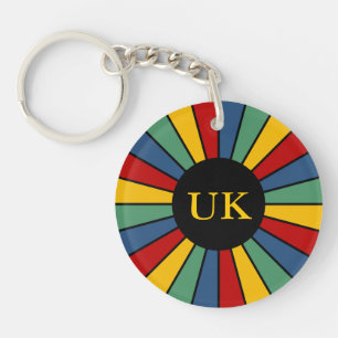 RAYS BUTTON I + your Photo, Text, Monogram Keychain